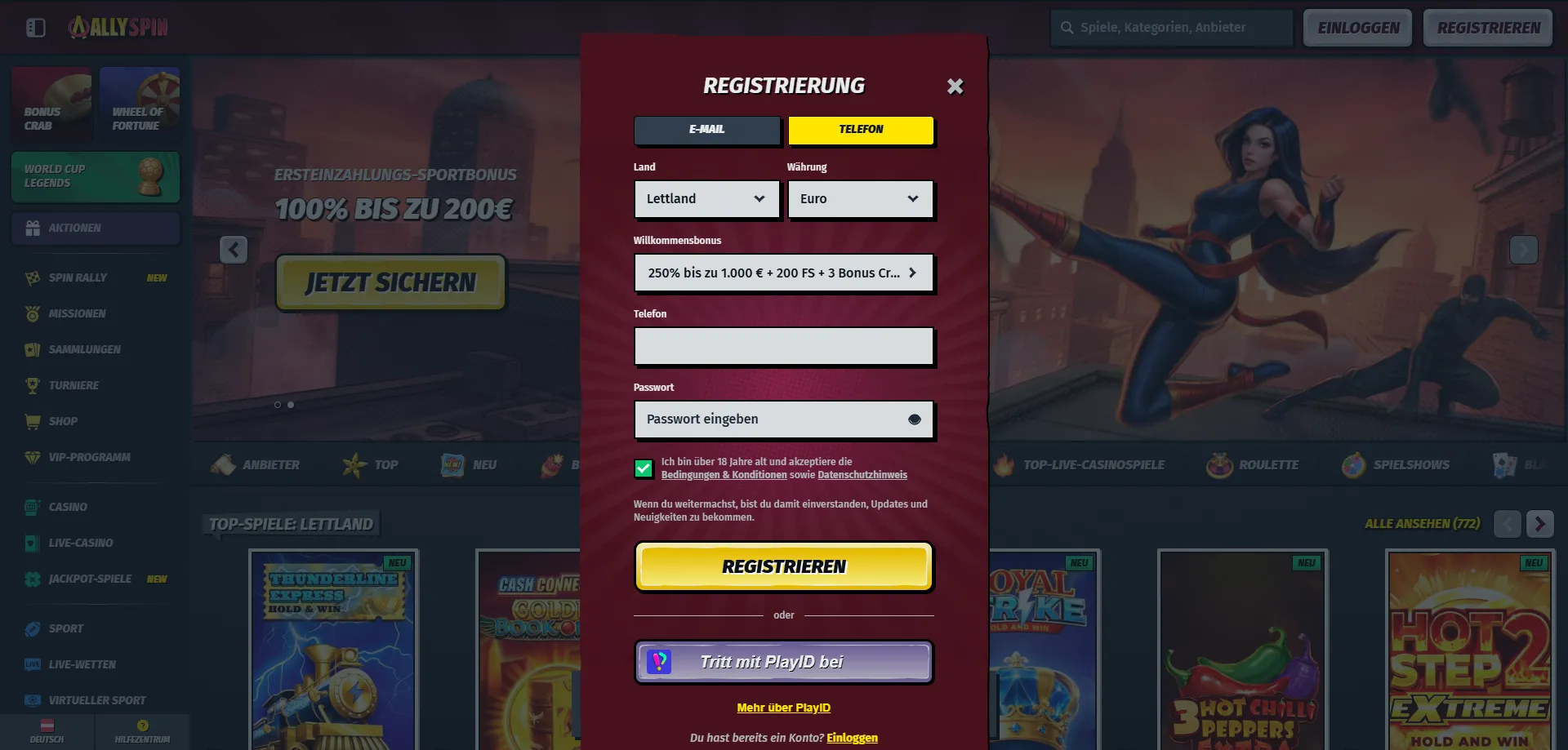 AllySpin Casino Registrierung &ndash; Konto erstellen in wenigen Minuten