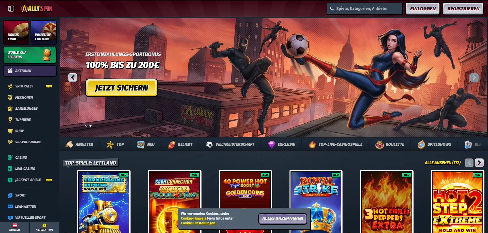 AllySpin Casino &Ouml;sterreich &ndash; &Uuml;berblick der Spieleplattform 2026